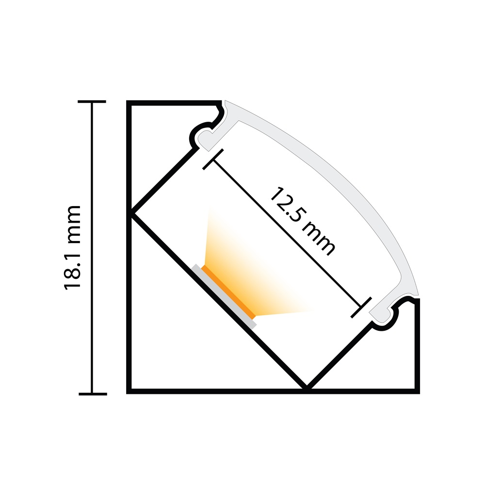 109029 - 2 meters Corner Aluminium Profile for LED Strip Multi Purpose Use Black - LDL