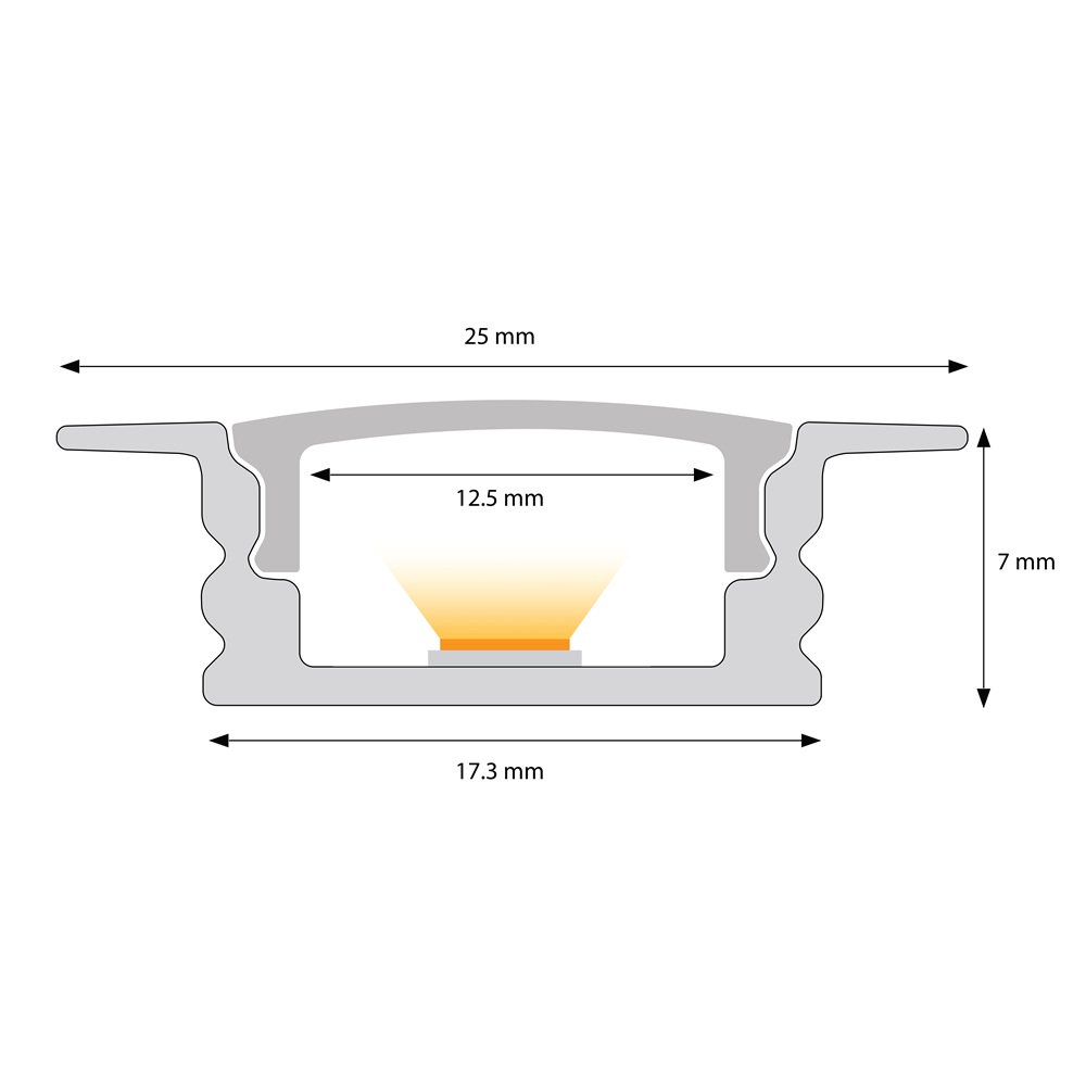 109034 - 2 meters Recessed Aluminium Profile for LED Strip Multi Purpose Use, MDF, Drywall, Tile White - LDL