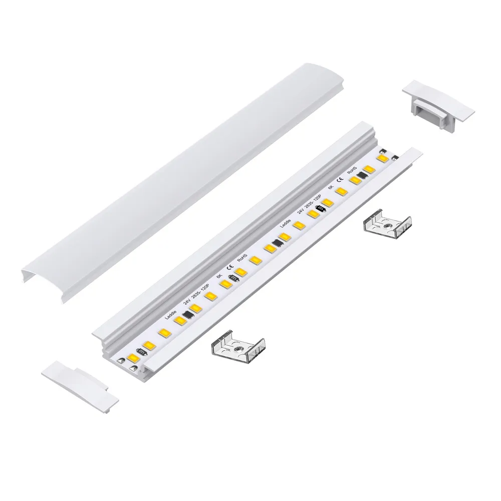 109035 - 1 meter Recessed Aluminium Profile for LED Strip Multi Purpose Use, MDF, Drywall, Tile White - LDL