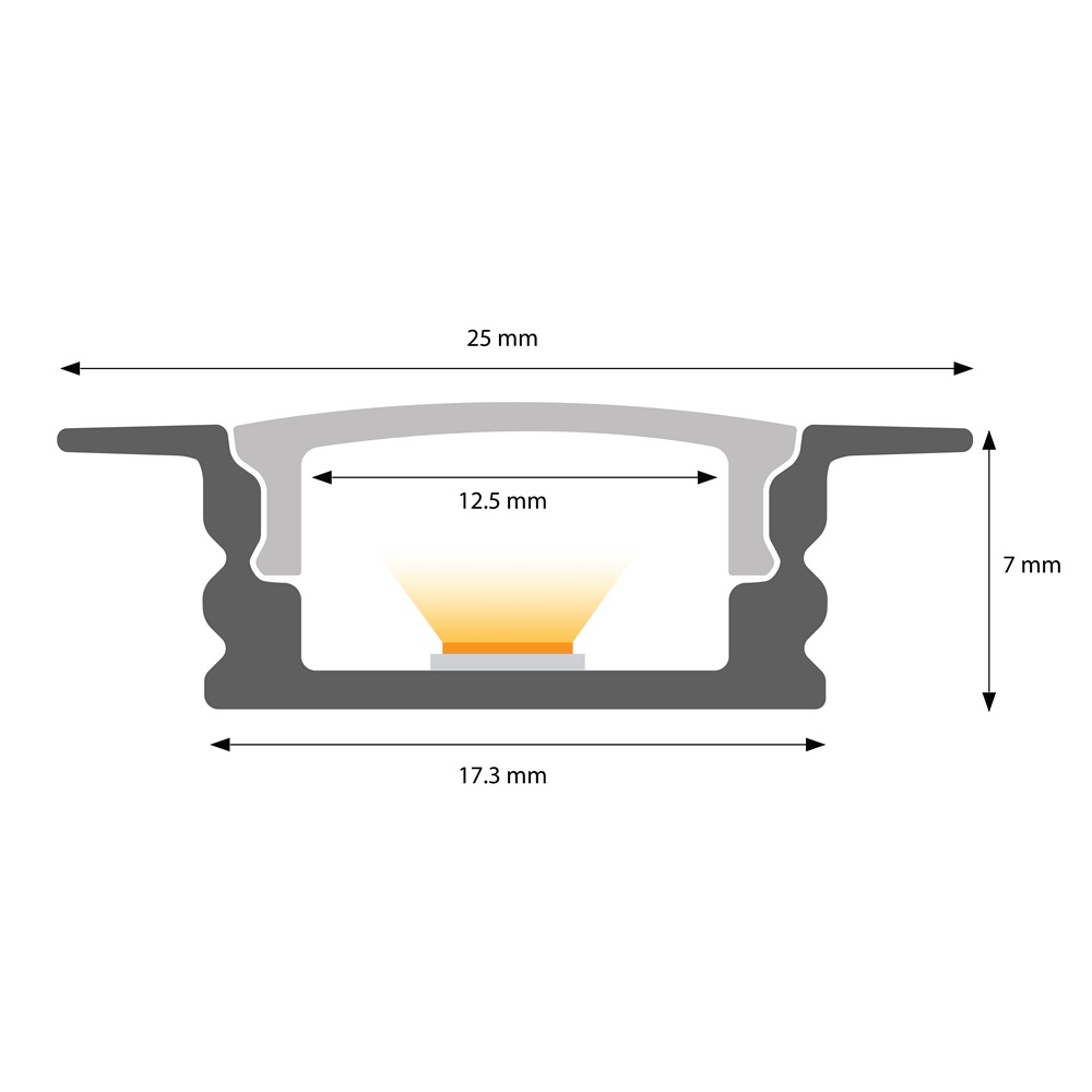 109071 - 1 meter Recessed Aluminium Profile for LED Strip Multi Purpose Use, MDF, Drywall, Tile ALU - LDL