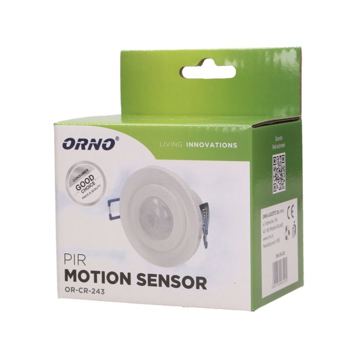 140031-Adjustable flush mounted PIR motion sensor 360° protection rating IP20; detection range 360°, 6m; works with LEDs-ORN