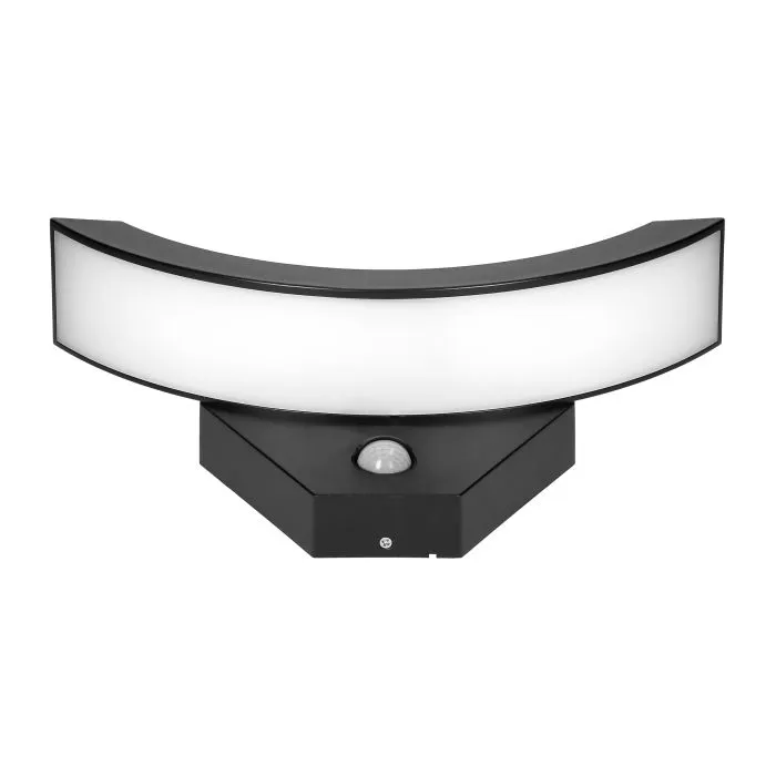 140051-SPINEL LED 10W garden luminaire, black with PIR motion sensor, 140°, 800lm, IP54, 4000K, IK10-ORN