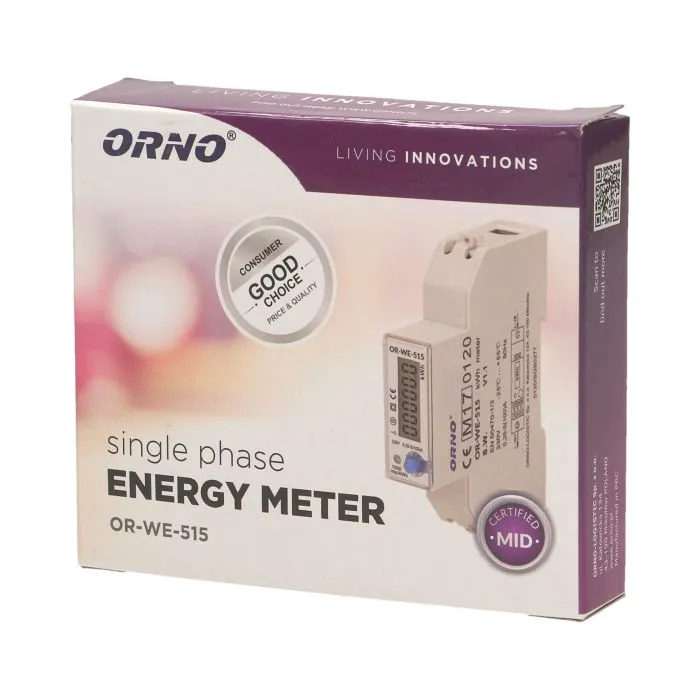 140067- 1-phase multi-tariff energy meter wtih RS-485, 100A MID, 1 module, DIN TH-35mm