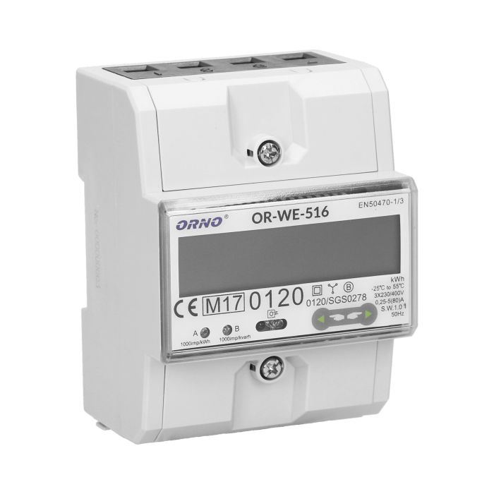 140068- 3-phase energy meter with RS-485, 80A, MID, 4,5 modules, DIN TH-35mm