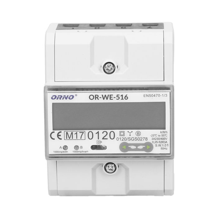 140068- 3-phase energy meter with RS-485, 80A, MID, 4,5 modules, DIN TH-35mm