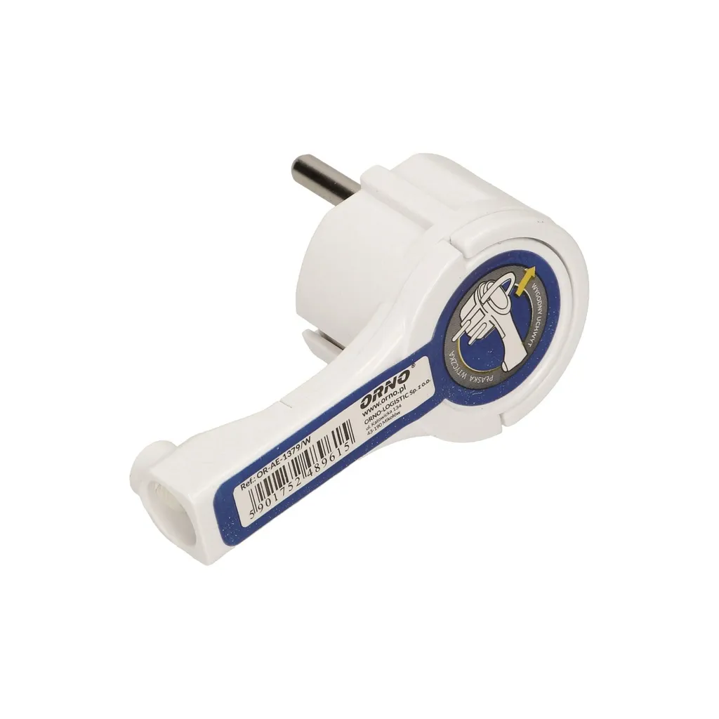 140090-Flat plug with handle, white socket: 2P+Z, 16A/250V AC, comfortable holder, ultra slim.-ORN