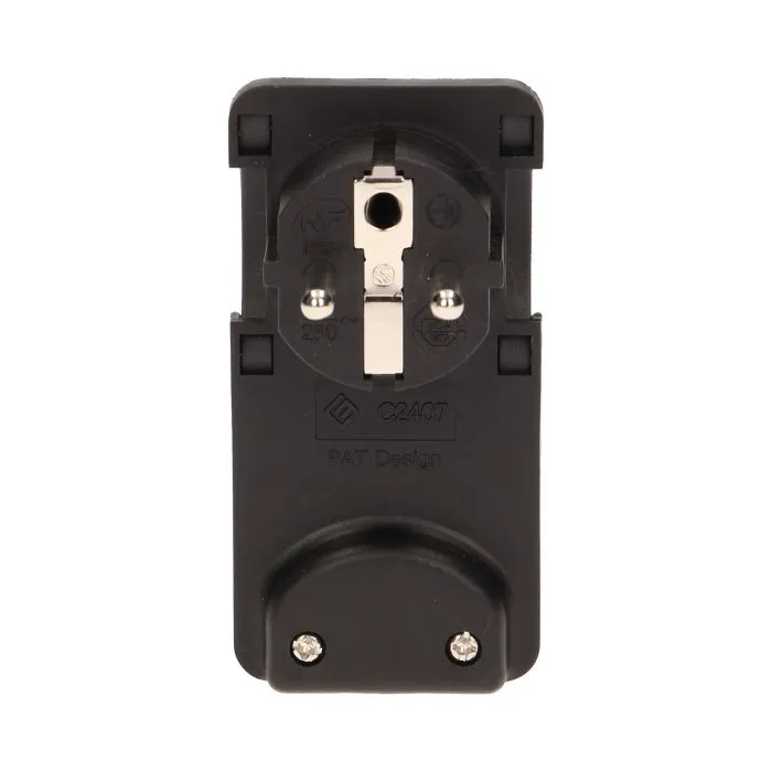 140093-Flat plug with handle, black 230V / 50 Hz; 16A; equipped with grips, easy mounting; colour: black-ORN