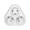 140100-Triple power socket splitter 3x2P+E, white