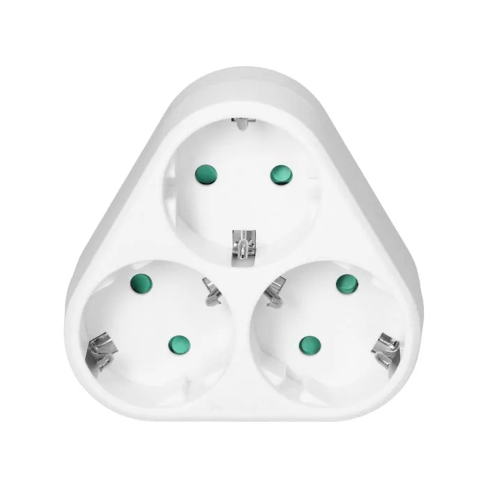 140101-Triple splitter 3x2P+E (Schuko), white, for Netherlands and Germany