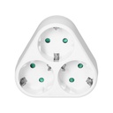 140101-Triple splitter 3x2P+E (Schuko), white, for Netherlands and Germany
