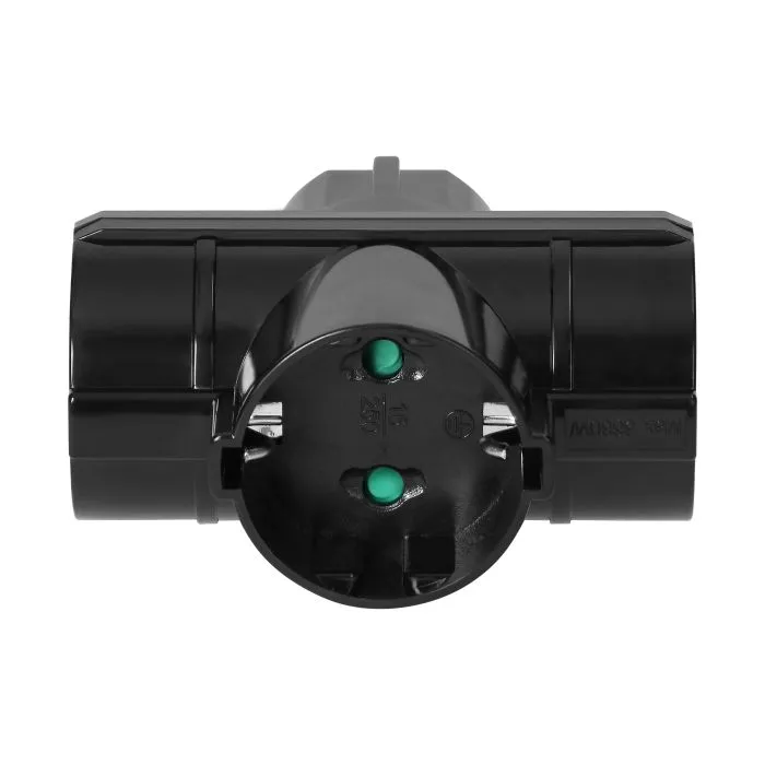 140108- Power splitter 3x2P+E (Schuko), black, for Netherlands and Germany