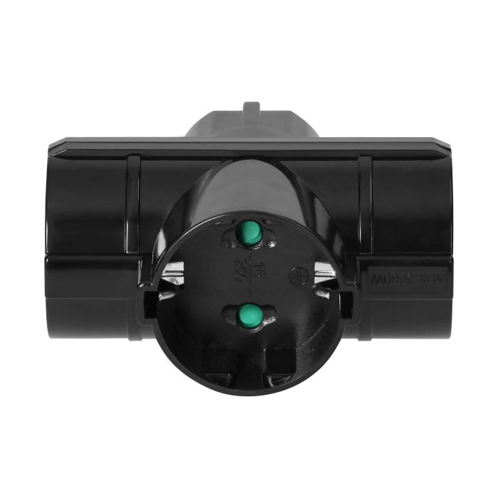 140108- Power splitter 3x2P+E (Schuko), black, for Netherlands and Germany