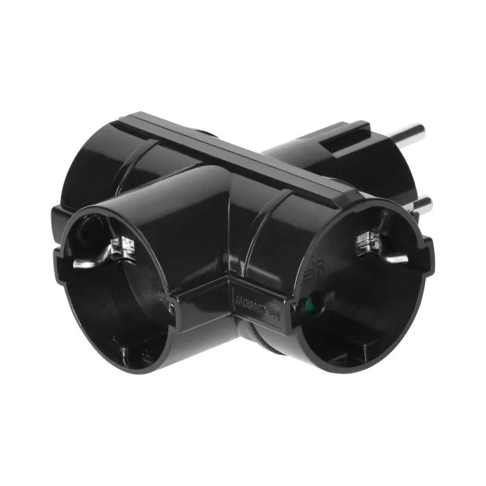 140108- Power splitter 3x2P+E (Schuko), black, for Netherlands and Germany