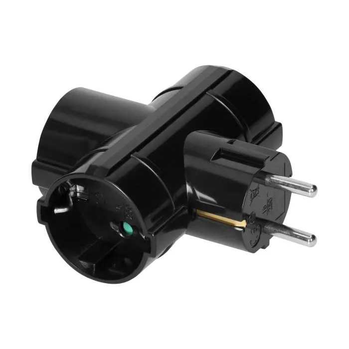140108- Power splitter 3x2P+E (Schuko), black, for Netherlands and Germany
