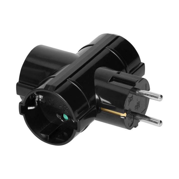 140108- Power splitter 3x2P+E (Schuko), black, for Netherlands and Germany