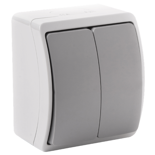 [OR-OE-7101/GR/10] 140336- Surface-mounted two-button switch AQUATIC IP44 grey-graphite -ORN