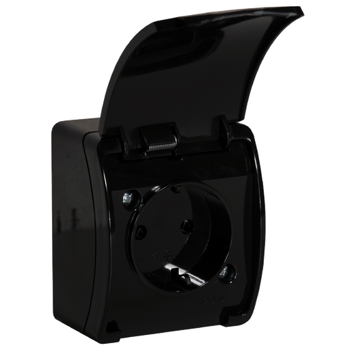 [ORNOR-OE-7105(GS)/B/10] 140339- Single socket 2P+E AQUATIC IP44 black, for Netherlands and Germany -ORN