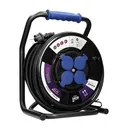 140352- Cable reel, rubber cord, IP44, H07RN-F 3x2.5mm² - 40m, 4 fixed sockets, for Belgium and France -ORN