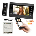 140360-VIFIS FHD video doorphone set (handset-free, code lock, cards/proximity tags reader, mobile app-controlled, DIN rail power supply, black)
