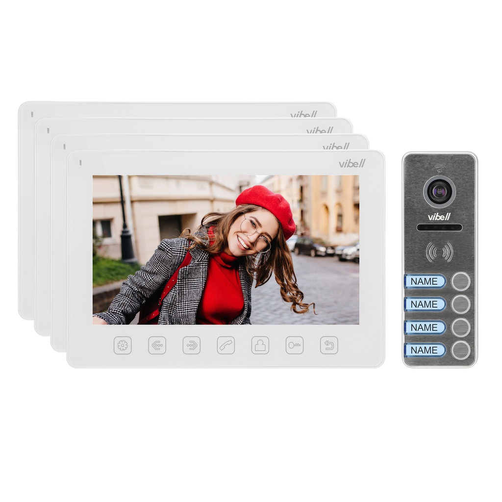 140379-NOVEO MULTI4 a four-family video door phone set, LCD 7" monitor, white-ORN