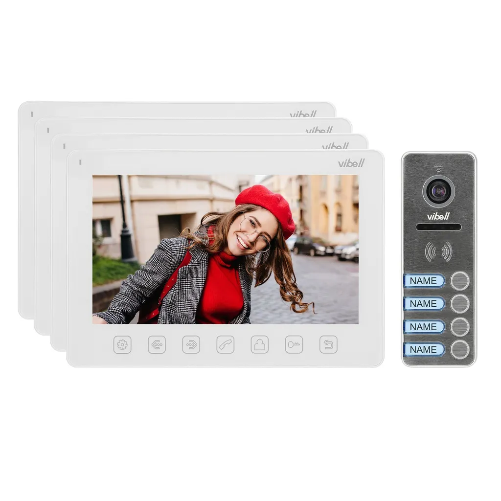 140379-NOVEO MULTI4 un ensemble de visiophone pour quatre familles, moniteur LCD 7", blanc-ORN