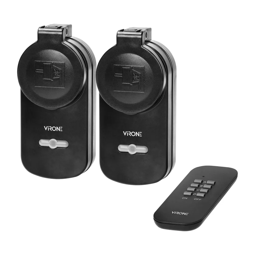 140430 - Set of wireless sockets with a remote control unit, 2+1, IP44, Schuko for Netherlands and Germany
