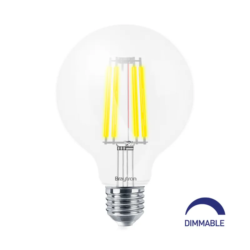 120142 - 8W E27 G95 CLEAR DIMMABLE 2700K BULB BRY