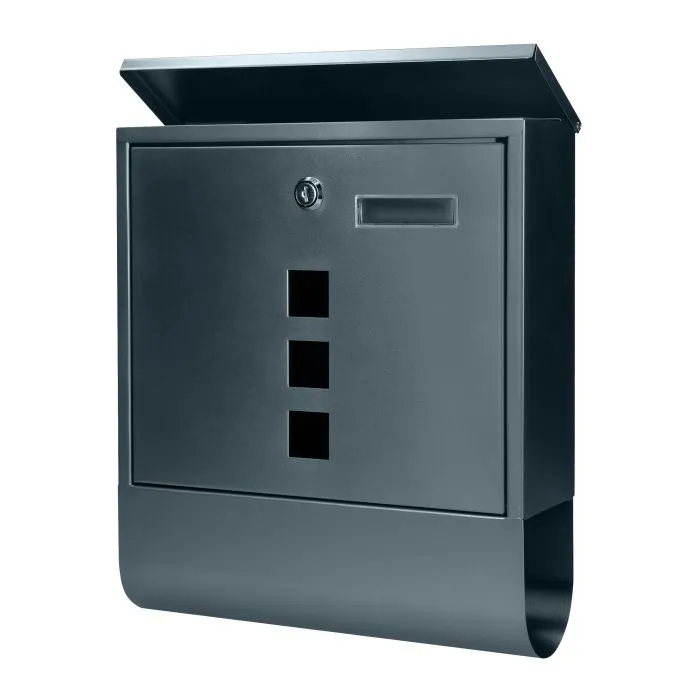 148026 - HAITI mailbox with newspaper holder and name plate, galvanized steel, anthracite