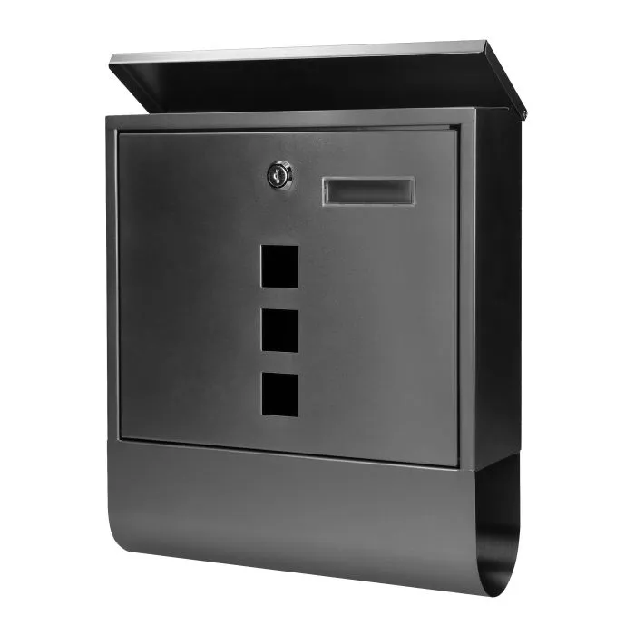 148027 - HAITI mailbox with newspaper holder and name plate, galvanized steel, black