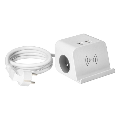[ORNOR-AE-13249/W] 140509-Desktop power strip with USB charger, screw clamp and 1.4 m cable, 2x2P+E, 4xUSB, white