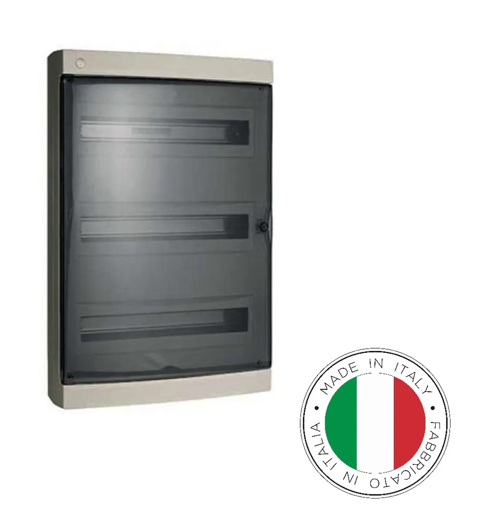 144540 - Verdeelkasten,54 modules, Grijs RAL 7035 met rookkleurige deur 396x526x112mm IP40 -FAEG