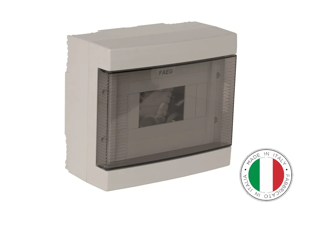 144081-Boîtes de distribution, 8 modules, Gris RAL 7035 avec blanc 200X180X107mm IP40 -FAEG