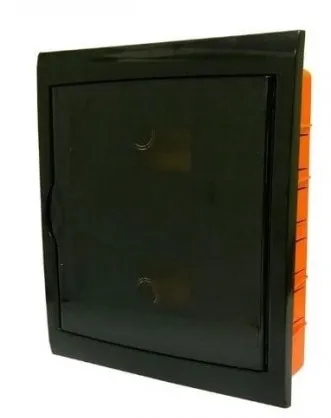 147240- Flush mounted Distribution Boxes 24 modules with black frame and black door 315x365x80mm IP40 FAEG 