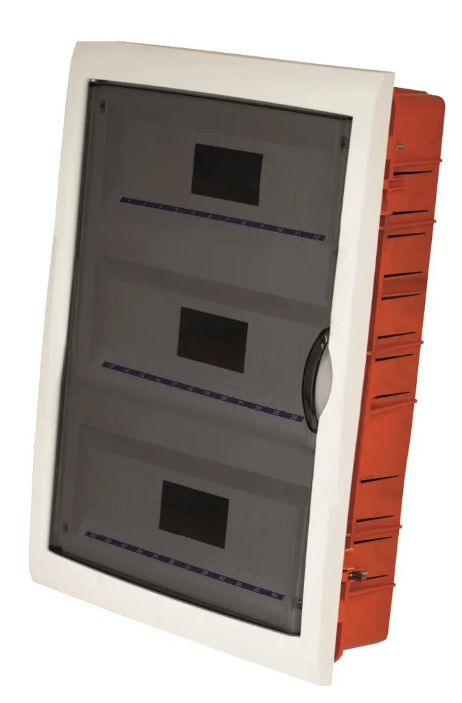 143540- Inbouw schakelbord 54 modules met wit frame en rookkleurige deur 455x510x115mm IP40 FAEG
