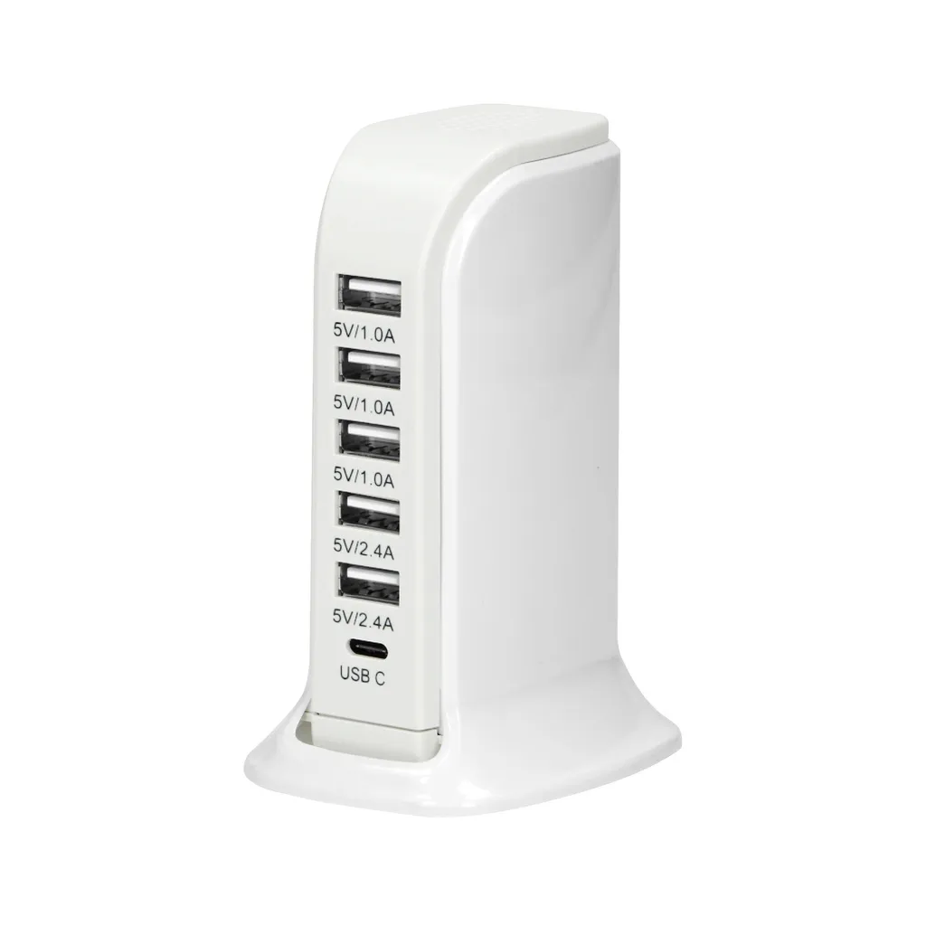 140511-Station de charge 5 x USB A, 1 x USB C; 5V DC / 6A-ORN
