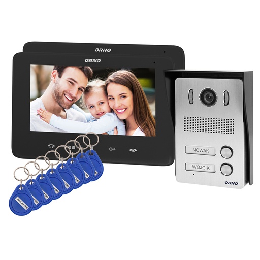[ORNOR-VID-VP-1071/B] 140517-Two-family video doorphone set, handset-free with multicolor 7" LCD screen, proximity tags reader and intercom function, surface-mounted, INDI MULTI N-ORN