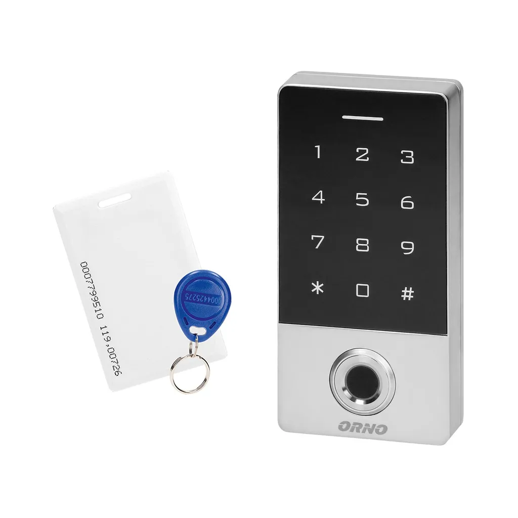 143138-Serrure à code avec clavier tactile, lecteur badges/cartes de proximité et lecteur d'empreintes digitales, IP68, 1 sortie relais (1A)