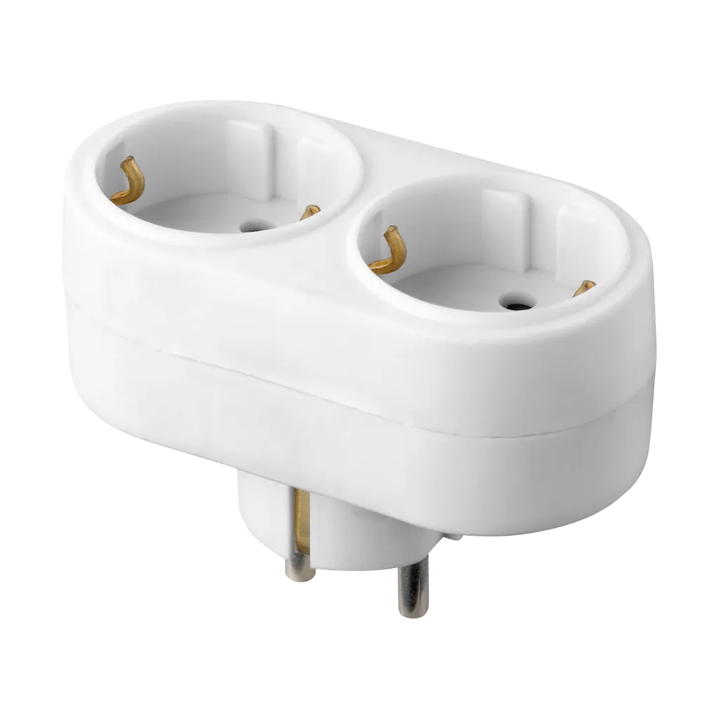 140522-Oval socket splitter 2x2P+E Schuko, white