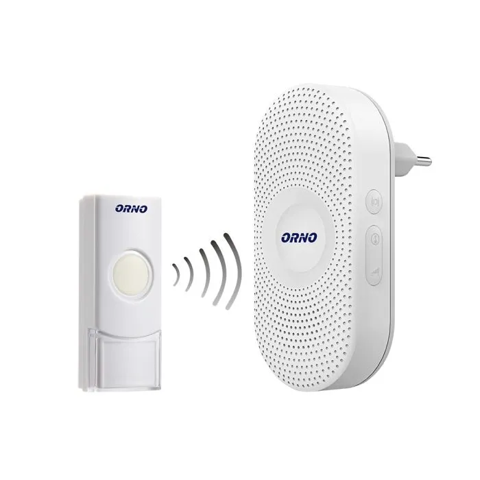 143080 - LONGA AC wireless doorbell learning system, 36 ringtones, 300m operation range, the bell (receiver) is connected directly to the ~230V socket, while the transmitter is powered by 3V CR2032 battery;