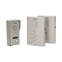 140556 - Single family doorphone, handset free, ELUVIO INTERCOM aluminium housing; surface mounted; wires 4+2; loudspeaker; additional button - gate control function; grey indoor unit
