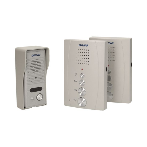 [ORNOR-DOM-RE-920/G] 140556 - Single family doorphone, handset free, ELUVIO INTERCOM aluminium housing; surface mounted; wires 4+2; loudspeaker; additional button - gate control function; grey indoor unit