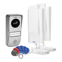 140558 - Two-family doorphone set MIZAR MULTI with intercom function, surface mounted with proximity tag reader, external panel and an indoor handset, and it directly controls electric strike and gate opening