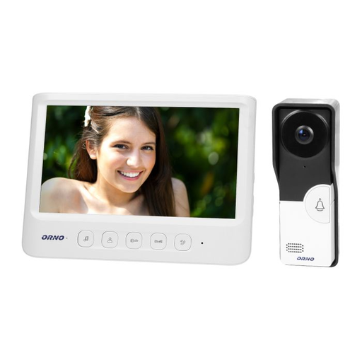 140568 - IMAGO 7" single family videodoorphone, white An ultra slim 7" LCD monitor with smooth adjustment of parameters, 16 selectable ringtones and an additional gate control function. CMOS camera, protective rain cover included.