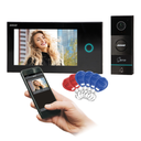 140579 - APPOS 7" single family video doorphone set, black set is equipped with multicolor LCD 7" monitor, RFID reader, gate opening function, compatible with smartphone app