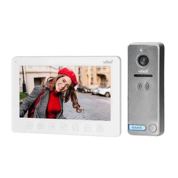 140586 - NOVEO videodoorphone, white does not require any uniphone; includes a multicolour, flat 7" LCD monitor, wide-angle video-camera and a user-friendly OSD menu.