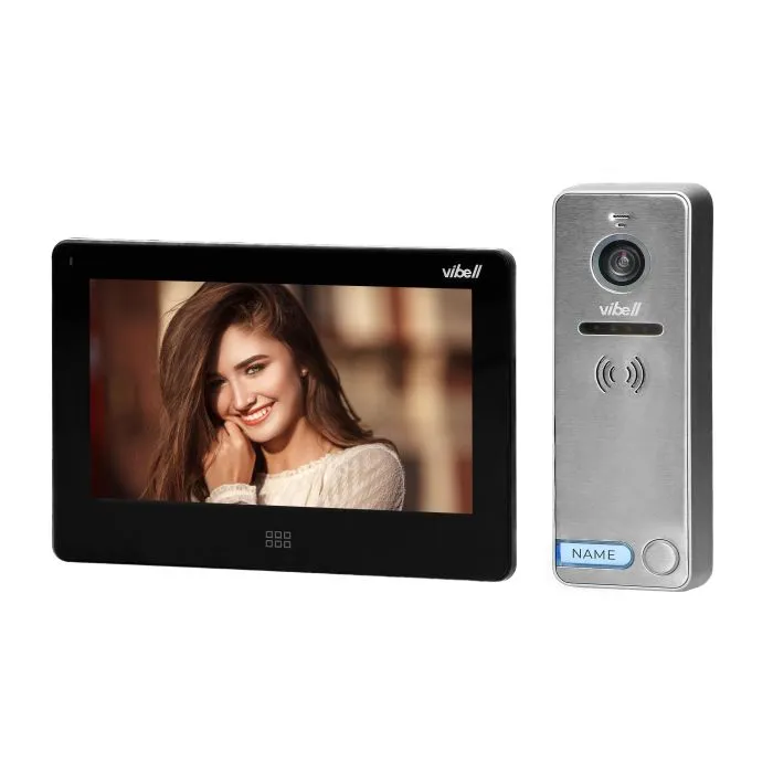 140587 - FELIS MEMO videodoorphone, black does not require any uniphone; includes a multicolour, flat 7" LCD touch screen, wide-angle video-camera, user-friendly OSD menu and built-in SD and DVR card slots.