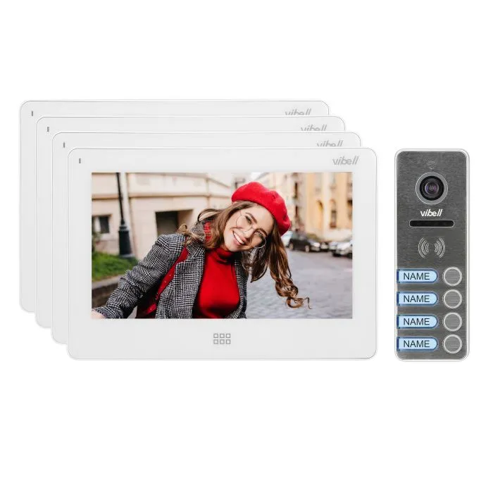 140600 - FELIS MEMO MULTI4 a four-family videodoorphone, white does not require any uniphone; includes a multicolour, ultra-flat 7"" LCD touch screen, wide-angle video-camera, a user-friendly OSD menu, built-in SD and DVR card slots"