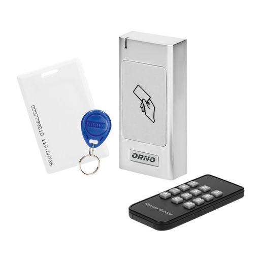 [ORNOR-ZS-821] 143129- Cards and proximity tags reader, waterproof metal case, IP66, works with proximity tags and cards on 125kHz radio frequency and can support electromagnetic locks; has one relay output and one doorbell relay;"