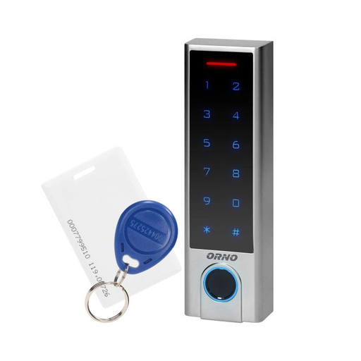 [ORNOR-ZS-826] 143140 - Code lock with card and proximity tags reader fingerprints reader and Bluetooth, SUPER SLIM, IP68, 3A relay, powered by TUYA