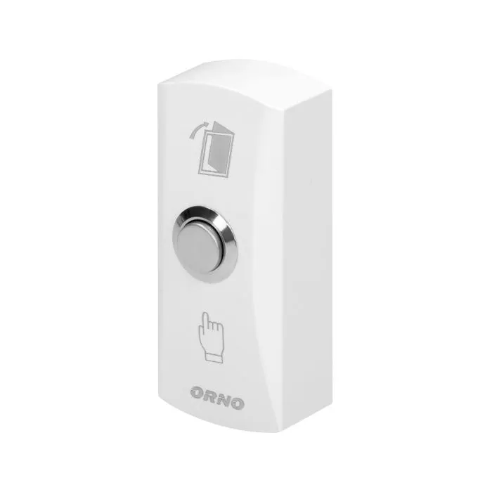 143145 - Door release button A compact push-button designed for access control systems. It is used to open the door equipped with an electric strike. Maximal load: 3A/36VDC. Contact: NO/COM, made of ABS.